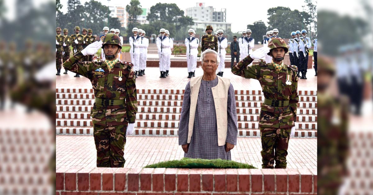 Chief Adviser Dr Yunus and his interim government members paid tribute at National Memorial and Shaheed Minar