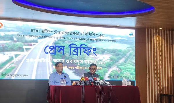 PM to open elevated expressway on Sept 2, Bangabandhu Tunnel on Oct 28: Quader