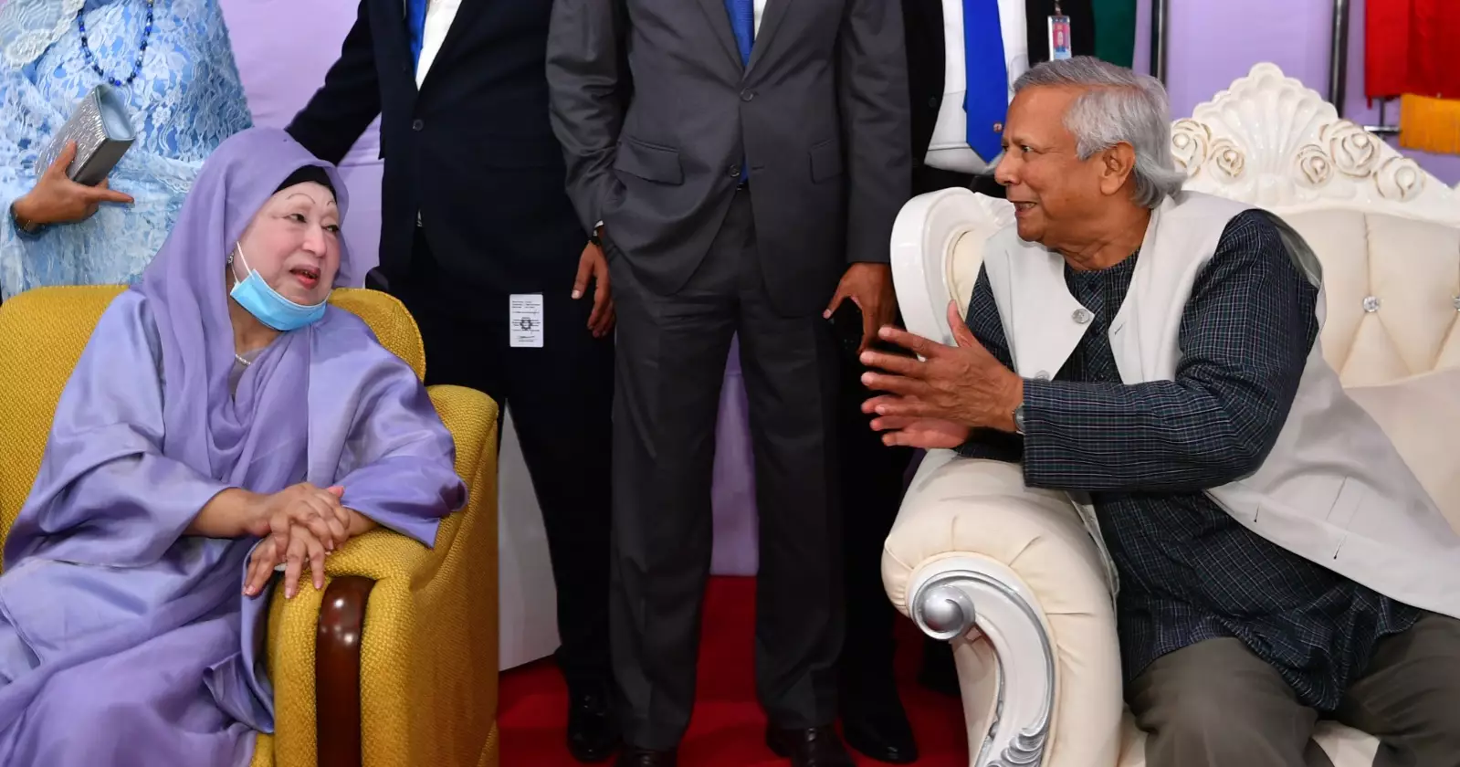 Khaleda Zia and Dr. Muhammad Yunus exchange greetings at Armed Forces Day reception