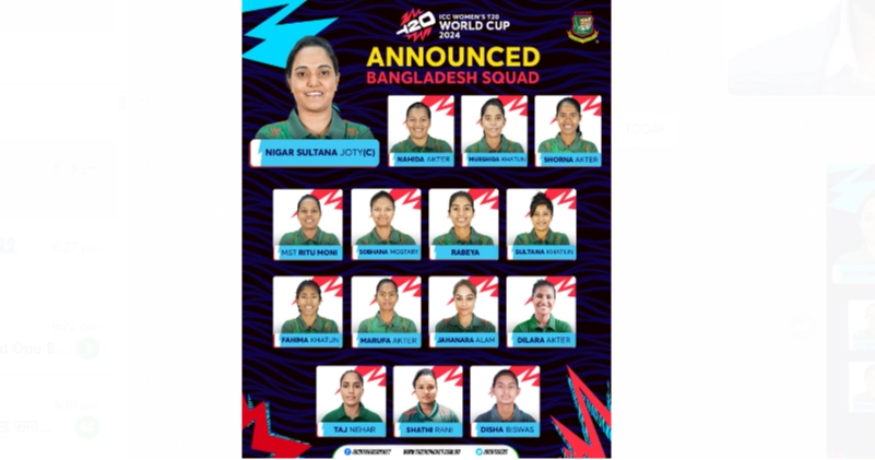 Women’s T20 World Cup 2024: Bangladesh squad announced