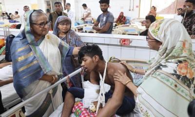 PM Hasina visits NITOR to see the injured of quota violence