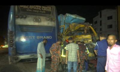 Four killed in bus-covered van collision in Bogura