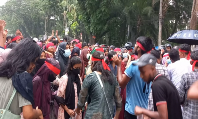 Students stage demonstration in Chandpur as part of ‘March for Justice’ amid heavy rain