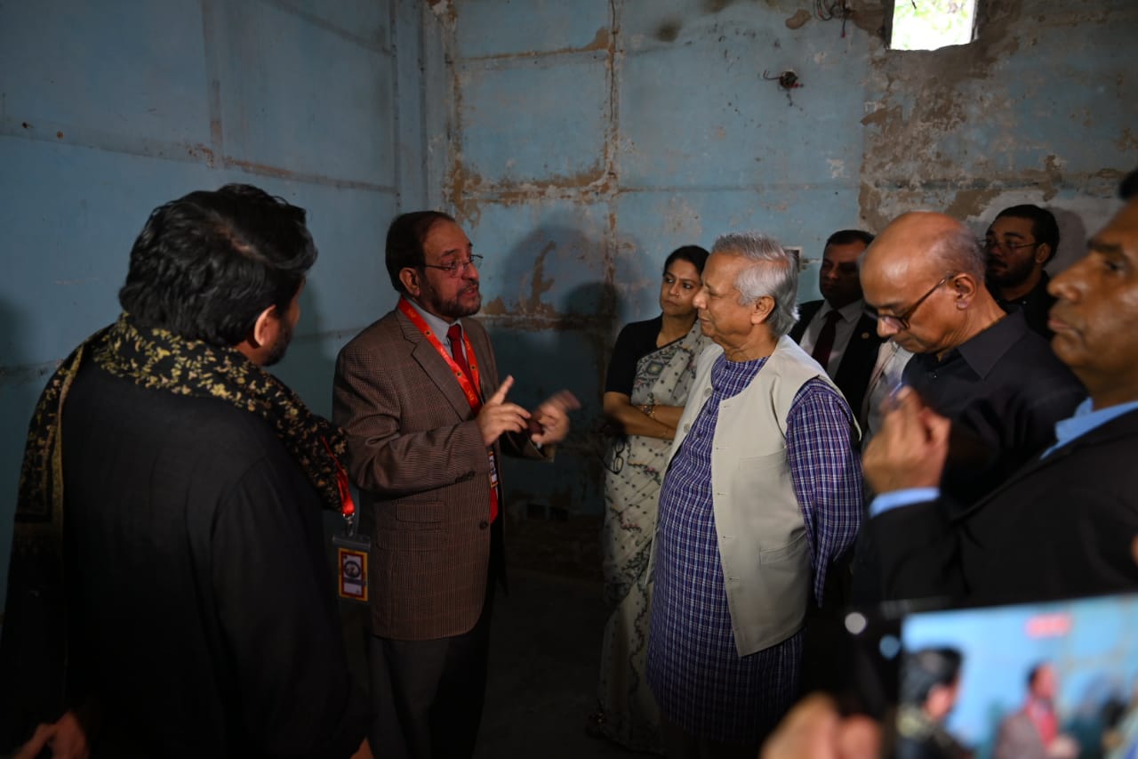 Dr. Yunus visits former ‍‍`Aayna Ghor‍‍` locations, calls the previous government’s actions ‘An era of Dark Age’