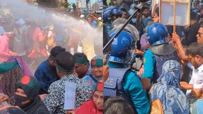 Police use water cannon to halt teachers’ march for primary school nationalization