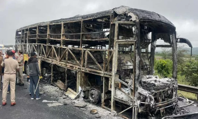 20 killed as bus catches fire after collision in India