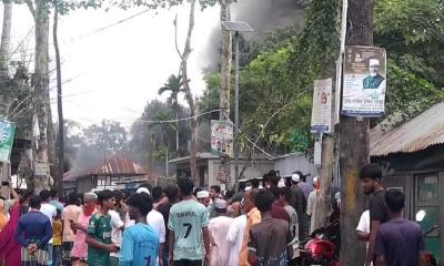 Loudspeaker announcements from mosque lead to attack, vandalism, and fire at 4 Mazars