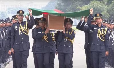 Funeral parade held for flight lieutenant Md. Tawkir Islam