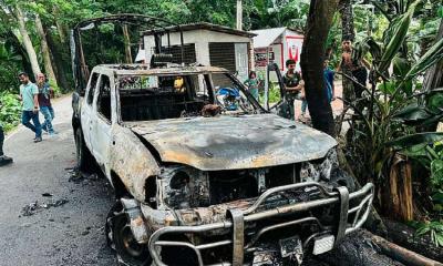 Police vehicle set ablaze ahead of NCP ‘March to Gopalganj’