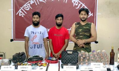 Weapons, bomb-making materials seized; divers search nearby pond
