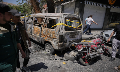 Explosions rock Syria’s capital as French President Macron visits