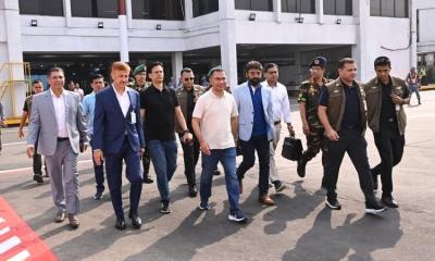 PM lands at Saidpur on way to Dinajpur for canal excavation launch