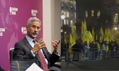 Pro-Khalistan protesters attempt to attack India’s Foreign Minister in London, tears Indian flag