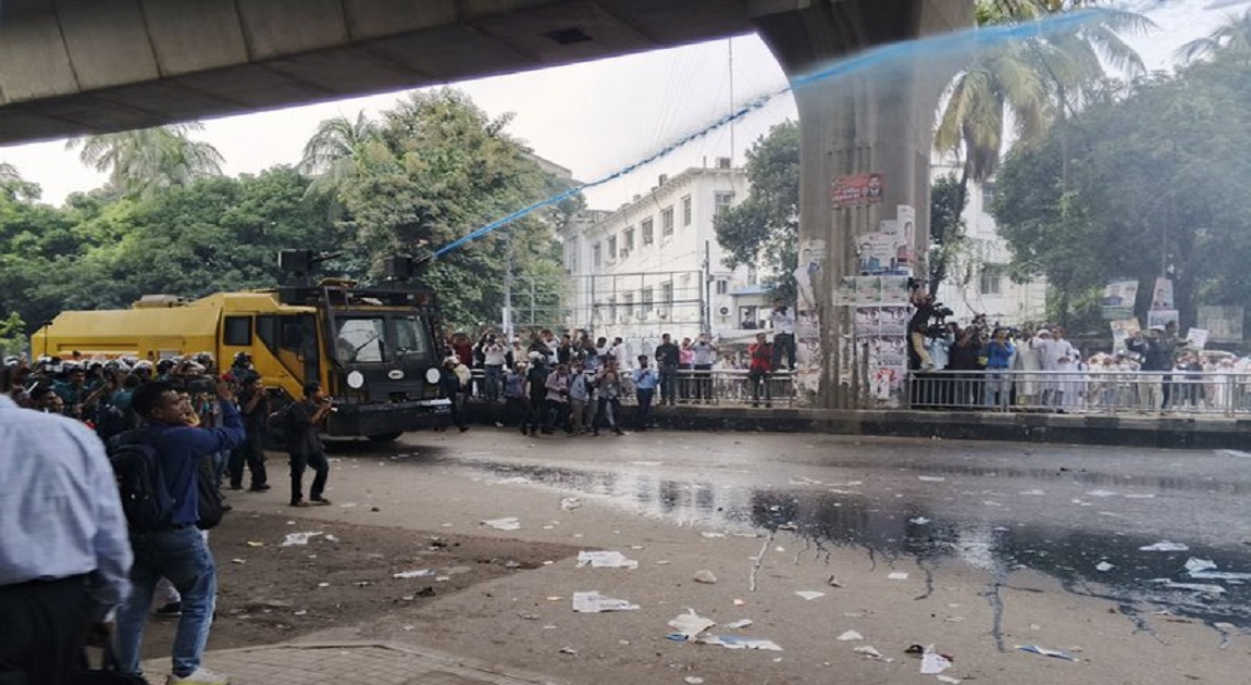 Police use water cannon, sound grenades to disperse teachers’ protest