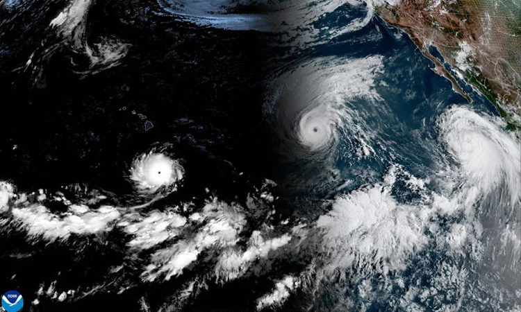 Rare train of Pacific cyclones fueled by historic El Nino
