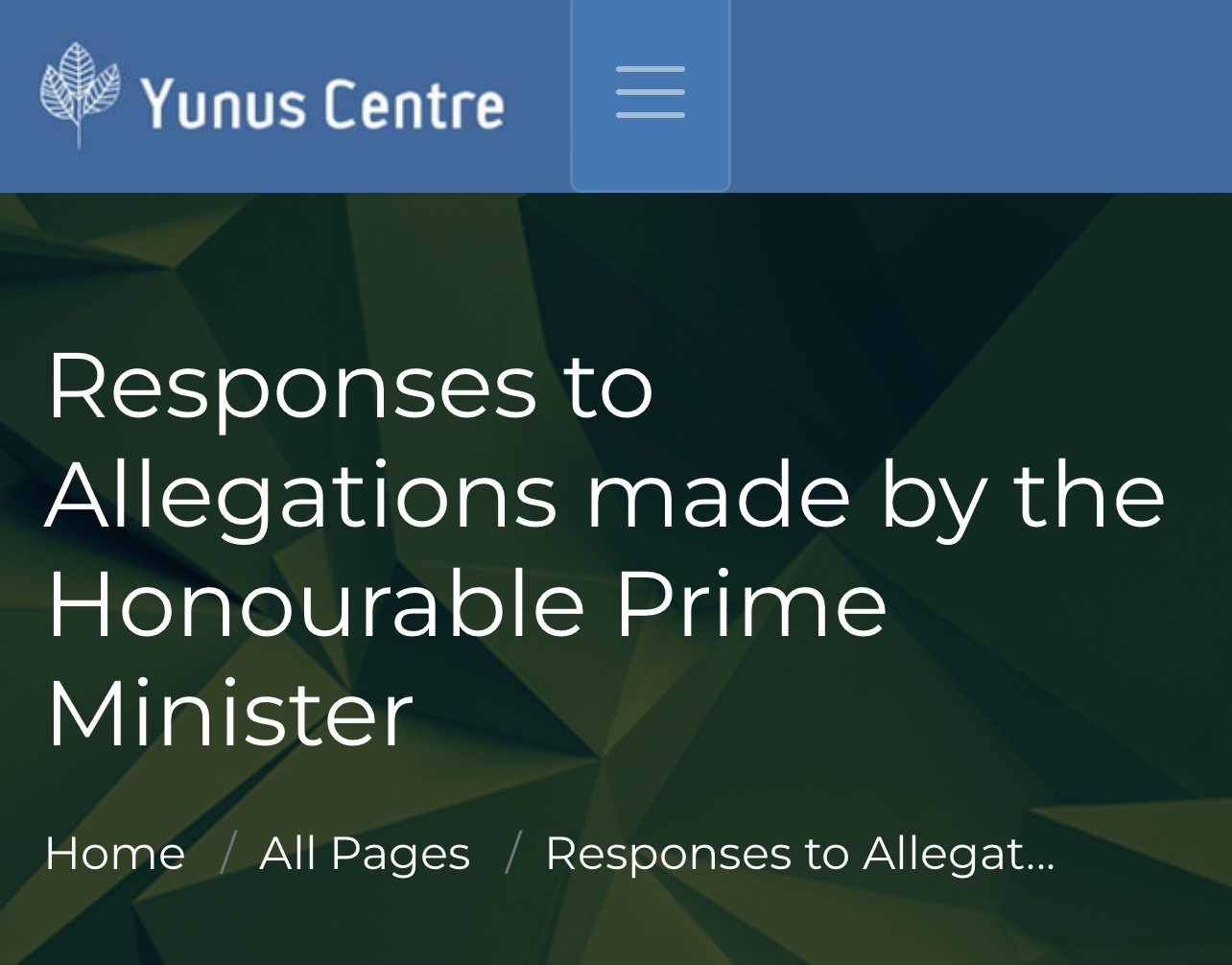 Yunus Centre responses to 'allegations made by PM Hasina'