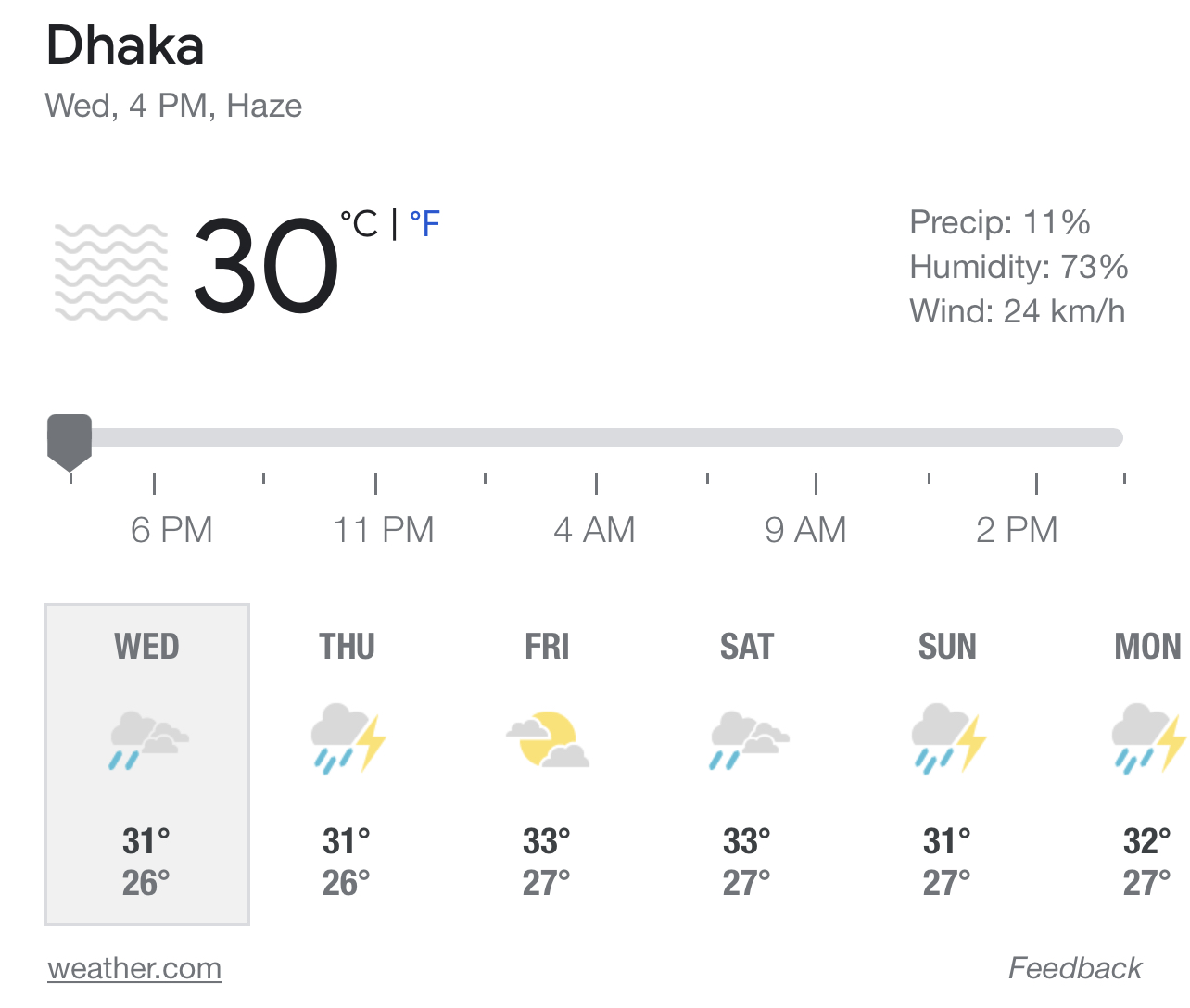 Light to moderate rain likely