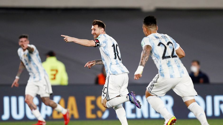 Messi scores unusual goal as Argentina beat Uruguay 3-0