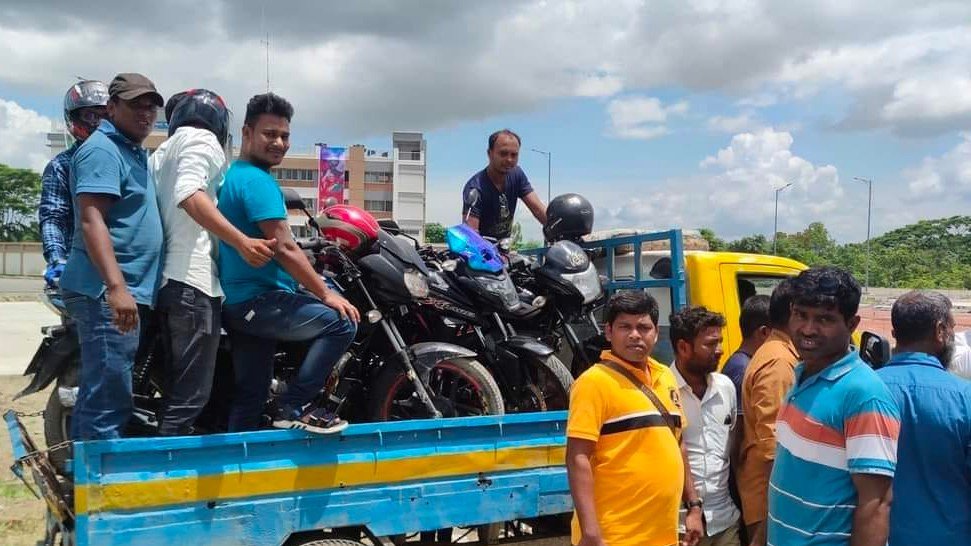 Bikers now crossing Padma Bridge on pickup vans, one-off ferry