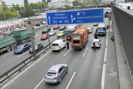 German climate activists block rush hour traffic in Berlin