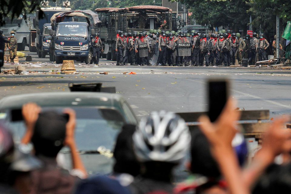 Five dead after Myanmar security forces ram car into Yangon protest