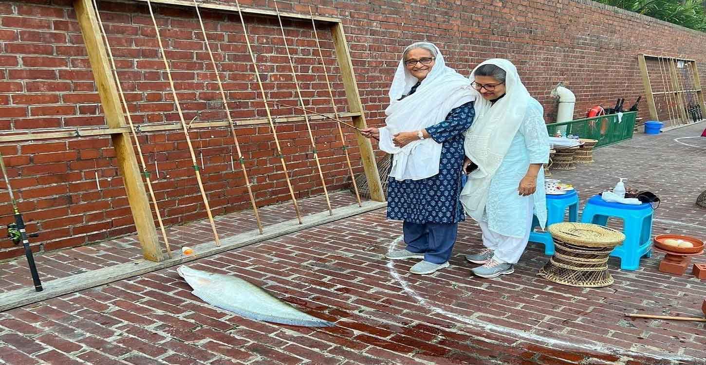 Photos of PM Hasina, sister Rehana fishing sweep internet