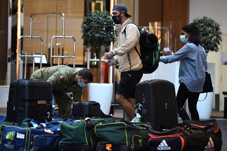 Australian cricketers exit quarantine after fleeing India