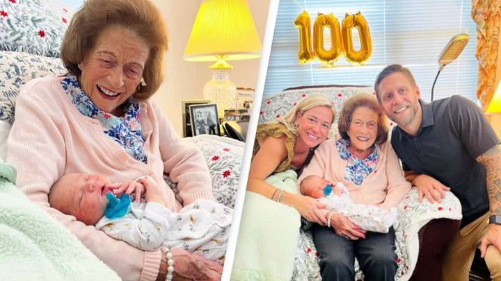 99-year-old US woman meets her 100th great-grandchild